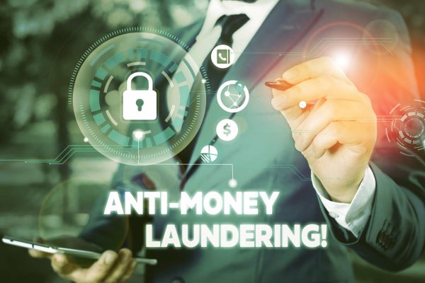 Word writing text Anti Money Laundering. Business photo showcasing regulations stop generating income through illegal actions Picture photo system network scheme modern technology smart device